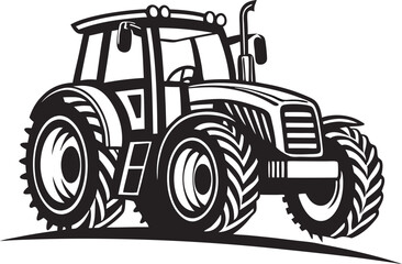 Black Silhouette Vector Illustration of a Tractor ? Agricultural Vehicle Icon for Farming and Rural Industry