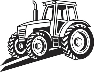 Black Silhouette Vector Illustration of a Tractor ? Agricultural Vehicle Icon for Farming and Rural Industry
