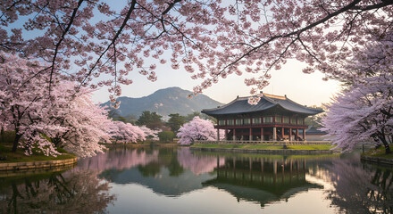 Obraz premium Gyeongbokgung Palace in Spring A Korean Paradise