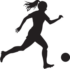 Female Soccer Player Silhouette Kicking Ball | Sports Action | Athletic Woman | Soccer Illustration | Football Graphic
