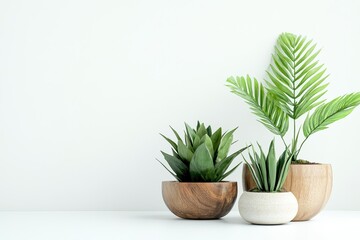 Fototapeta premium Minimalist indoor plants on a white background