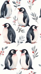 Obraz premium Cute Penguin Pattern Illustration