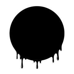 Dark Circle Abstract Design: The bold design features a black circle, from which drips of black paint cascade down. The stark contrast and fluid lines create a visually striking image.