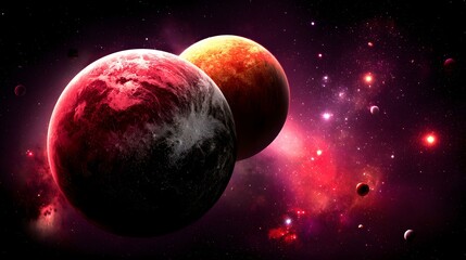 orbiting each other, surrounded by a field of distant stars