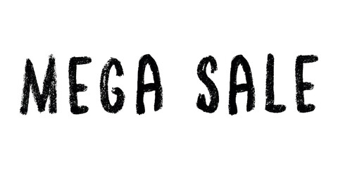 Mega sale lettering Handwritten word Modern brush calligraphy Template for marketing ad, print, web, banner, poster, flyer Ink illustration