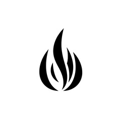 Flame Icon: An elegant black and white graphic of a flame, representing energy, passion, and transformation, rendered in a minimalist style. 