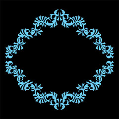 Blue round floral ornament design