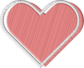 Colorful Embroidery Heart Patch White Outline Border