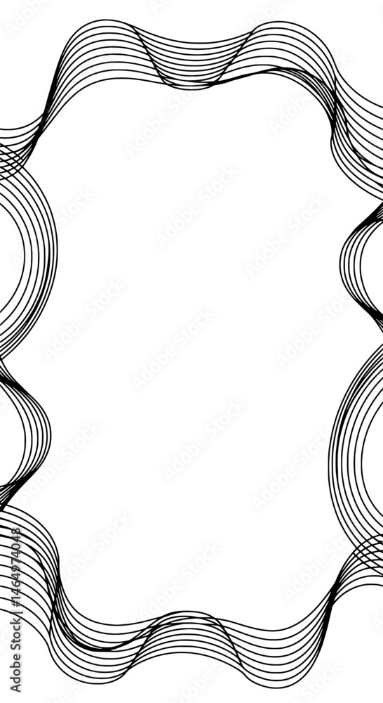 Poster geometric pattern frame: an elegant abstract frame formed by meticulously arranged wavy lines, provi