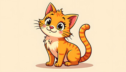 Fototapeta premium Cartoon ginger cat illustration
