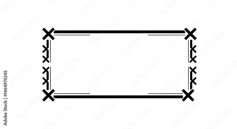 Aufkleber rectangular illustration with black outline and crosses: a minimalist design featuring a black outli