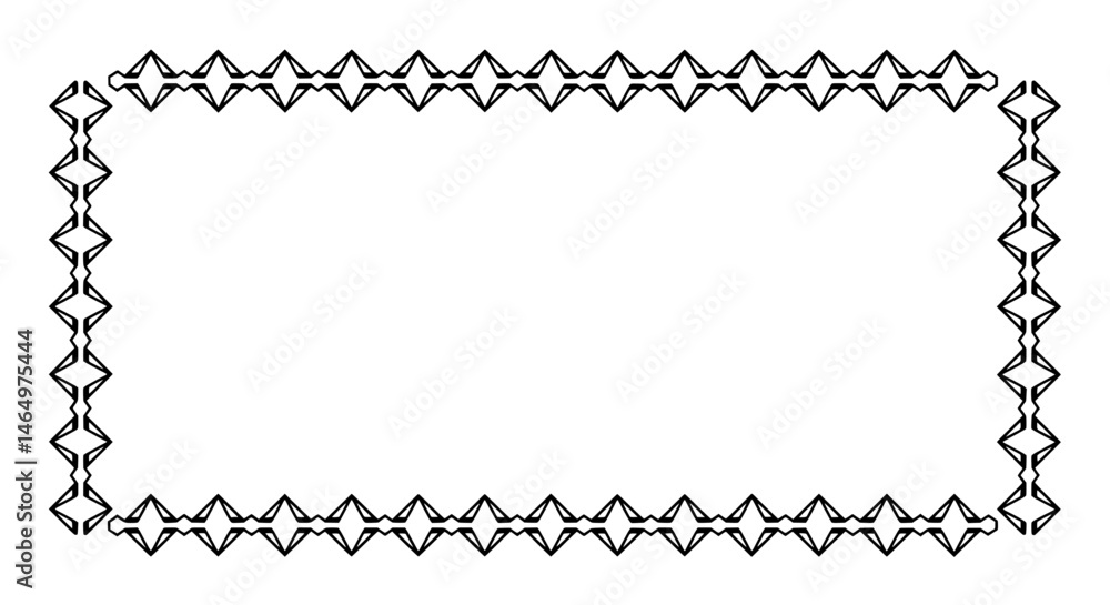 Fototapete Ornate Rectangular Frame: Elegant black and white rectangular frame with a repeating diamond pattern, ideal for adding a touch of sophistication to your designs.  
