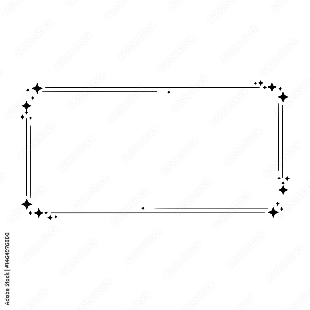 Poster elegant frame with sparkling accents: a refined, rectangular frame adorned with delicate sparkling a