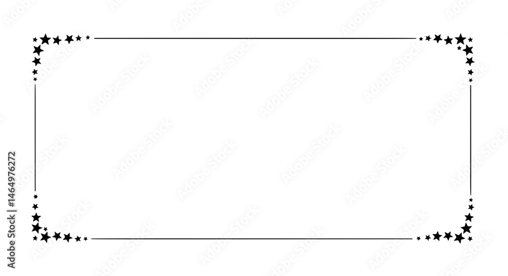 Poster simple star border: a minimalist black and white rectangular frame featuring a dashed border punctua