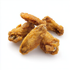 Crispy Fried Chicken Wings on White Background - AI Generated