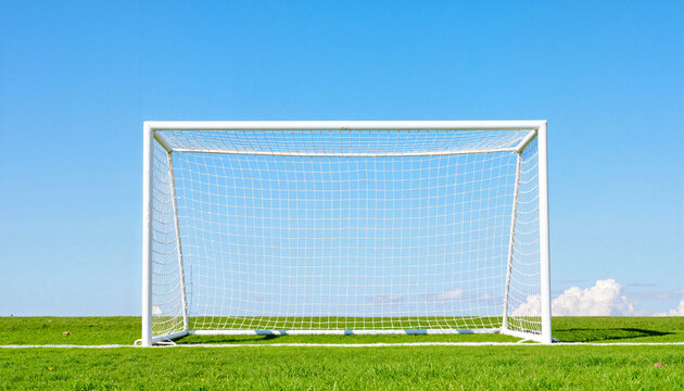 Pristine soccer goalpost under bright blue sky, South American Soccer Day