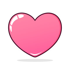 Cartoon pink heart icon with glare. Heart symbol. Vector illustration