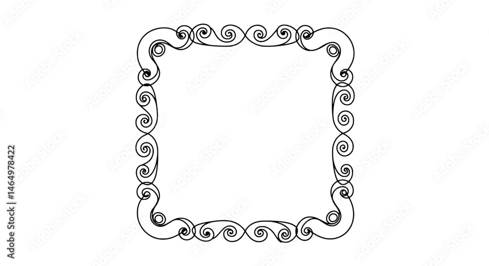 Poster elegant frame: a refined black and white ornamental frame, meticulously crafted with intricate curve