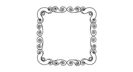 Elegant Frame: A refined black and white ornamental frame, meticulously crafted with intricate curves and symmetrical patterns. A classic design element for adding sophistication.