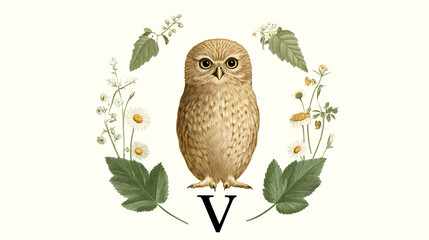 Fototapeta premium Cute Isolated Owl Illustration White Background Adorable Bird Image Charming Wildlife Clipart Playful Owl Design Whimsical Bird Artwork Forest Creature Graphics 