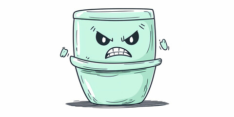 Grumpy Toilet Cartoon Figure Basic Sketch Funny Restroom Object Playful Plumbing Graphic Mad Appliance Quirky Artistic Depiction Irritated Lavatory Doodle

