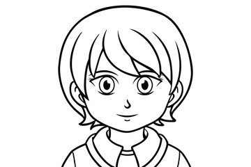 Anime of cute cartoon child coloring pages illustration on white background