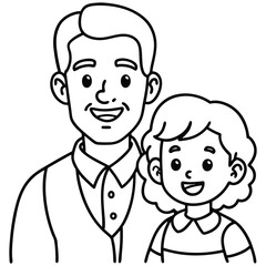 Hand drawn father and mother coloring pages