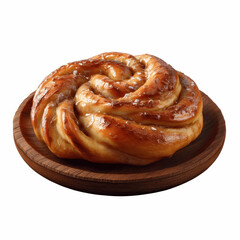 Delicious Homemade Cinnamon Roll on Rustic Wooden Plate