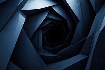 Dark, spiraling tunnel of sharp, geometric shapes