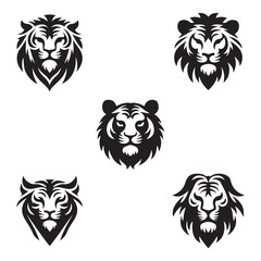 Obraz premium This vector design features a wild tiger head, suitable as a tattoo or icon, showcasing the power of this animal