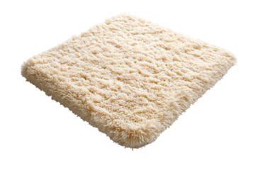 Luxurious cream shaggy rug soft texture fluffy comfortable home decor perfect for bedroom or on transparent background