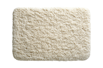 Luxurious off white fluffy bath mat perfect for adding comfort and style to your bathroom Soft on transparent background