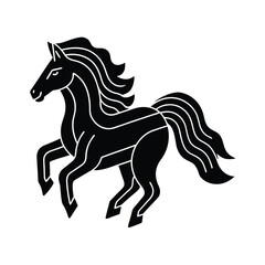Elegant silhouette of a rearing horse depicted in striking black and white vector illustration