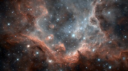 Fototapeta premium outer space sky with rich red and indigo nebula patterns glowing softly