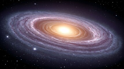 cosmic scene of a swirling purple and pink nebula with glowing stars scattered in the background