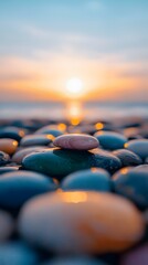 Balanced Stones at Sunset Beach