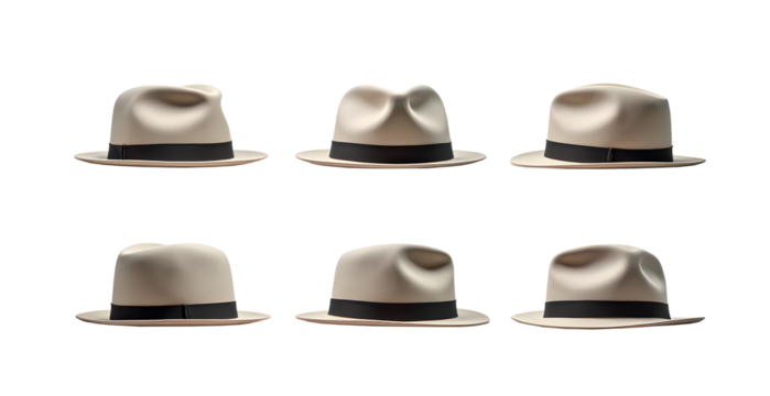 Bowler hat from different points of view on white background
