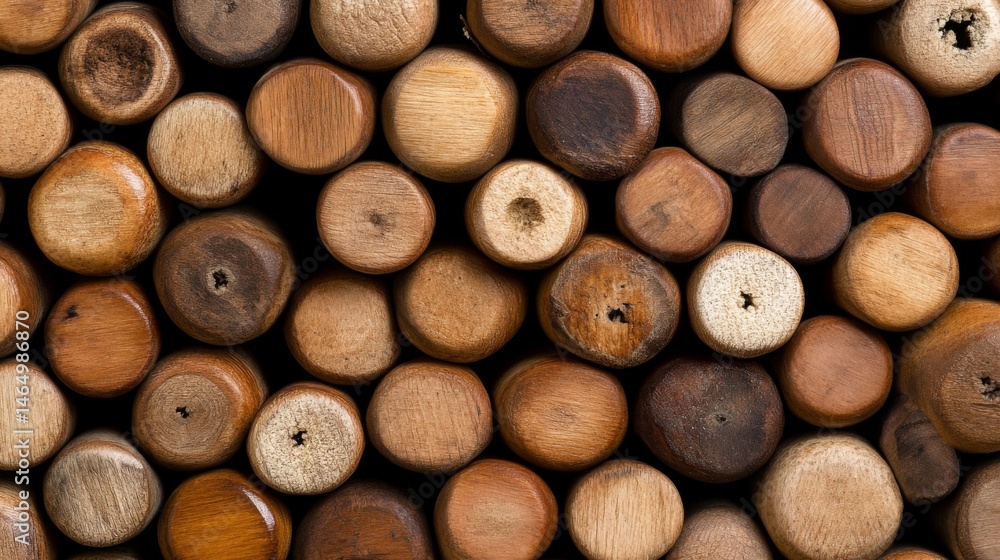 Poster close-up of various wooden logs arranged in a circular pattern