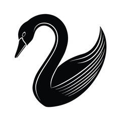 Elegant silhouette illustration of a graceful black swan depicting beauty and symbolism in vector format