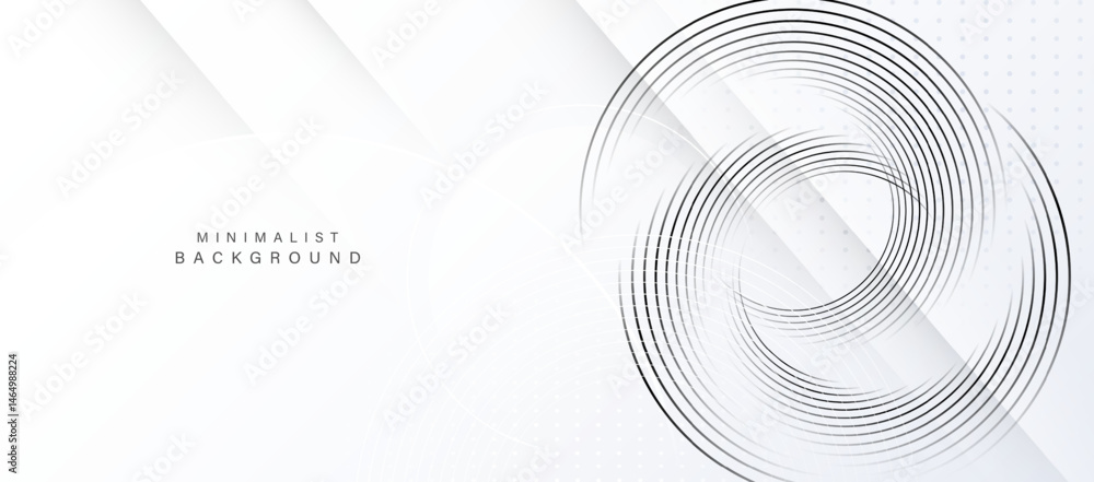 Poster Modern white abstract background with geometric layers and circular lines