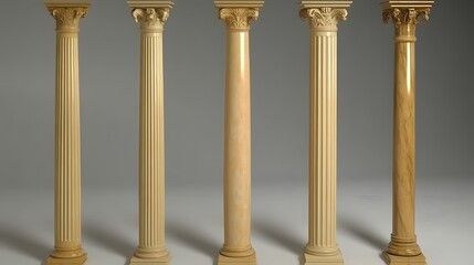 Fototapeta premium Five Classic Architectural Columns 3D Models