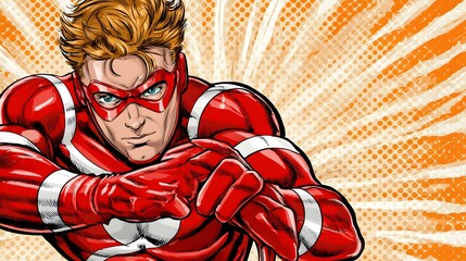 pop art character in dynamic pose with comic background