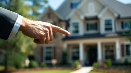 Real estate agent points to a house (1)