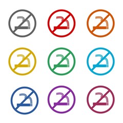 No smoking sign  icon isolated on white background. Set icons colorful
