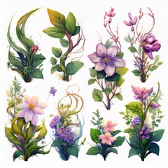 set of flowers