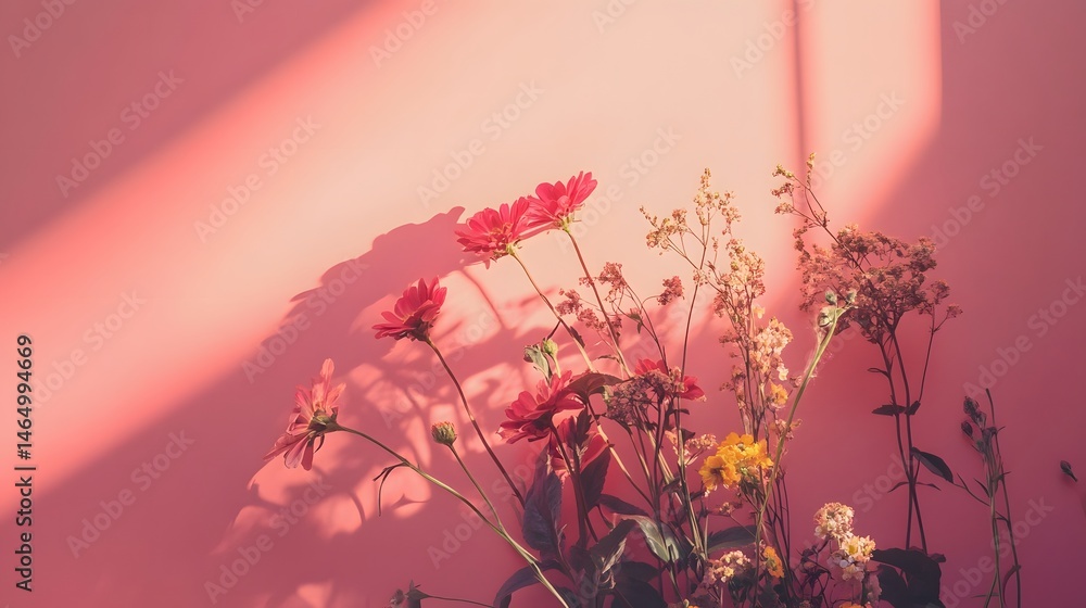 Aufkleber stunning display of delicate pink flowers with soft shadows and gentle lighting creating a serene an