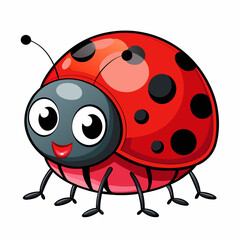 Obraz premium A cute vector illustration of a red ladybug with black spots and tiny legs, isolated on a white background