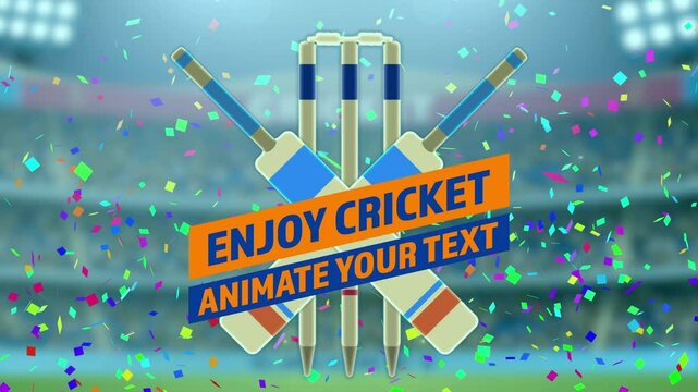 Cricket Match Intro, Cricket match playing between two team in a stadium at night with flood light, cheering audience - Animation, Cricket promo, Digital motion graphic, Bowling, Batting