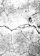 Large vector cracked concrete wall texture with a transparent background