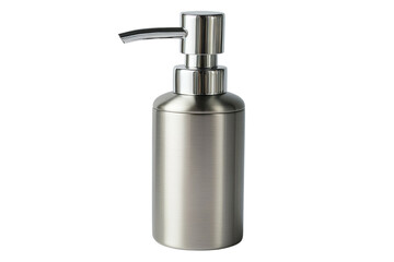 Obraz premium Sleek silver soap dispenser modern bathroom design elegant chrome pump stylish brushed metal on transparent background
